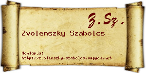 Zvolenszky Szabolcs névjegykártya